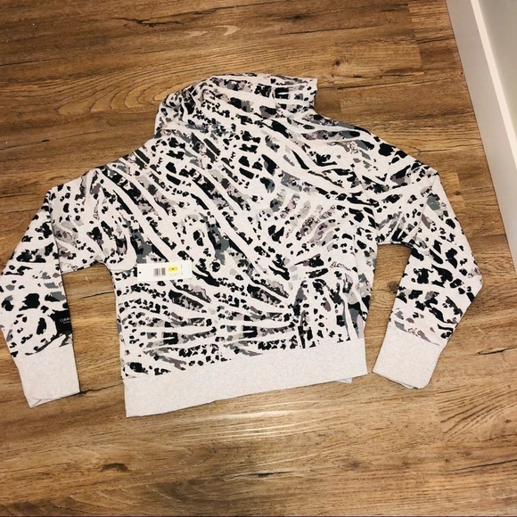 2/$30 Calvin Klein Performance Animal Print Black White Grey Hoodie Pullover M - Picture 3 of 6